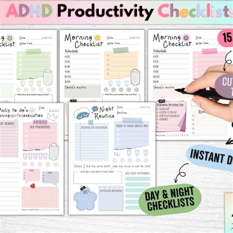 Adhd Daily Checklist Planner Adult Printable Adhd Workbook Etsy
