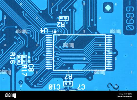 Blue Circuit Board Detail Technology Objects For Background Use Stock