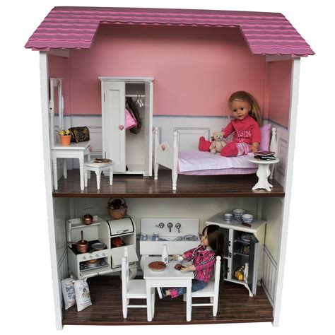 The Queens Treasures Two Story Wooden Fold And Store Doll Town House For