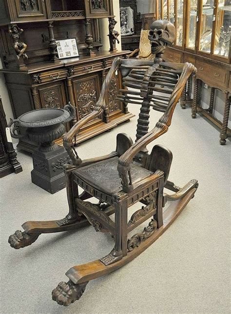 Skeleton Rocking Chair Carved Wood Russia 19th Century Rocking