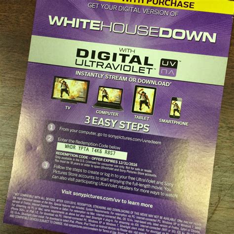 Leave us a comment and let us know what you thought of the services. Cinema Sickness: Free "White House Down" UltraViolet Code!