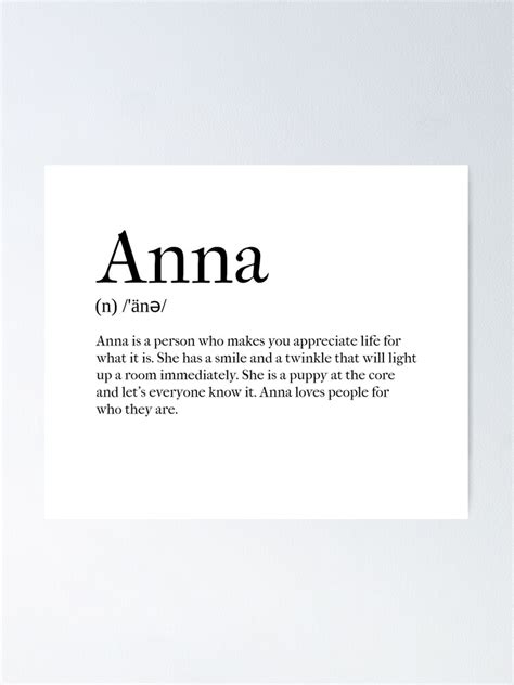 Anna Definition Poster For Sale By Tastifydesigns Redbubble