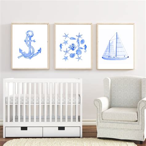 Watercolor Coastal Nautical Set Of 3 Ts For Baby Boy Etsy