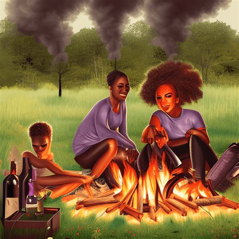 Black People Glamping Light The Fire Pass The Bottle · Creative Fabrica