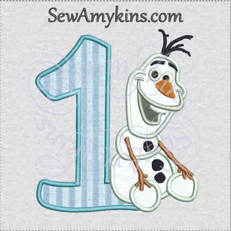 Olaf Snowman Frozen Birthday Numbers 1 2 3 4 5 Applique Embroidery