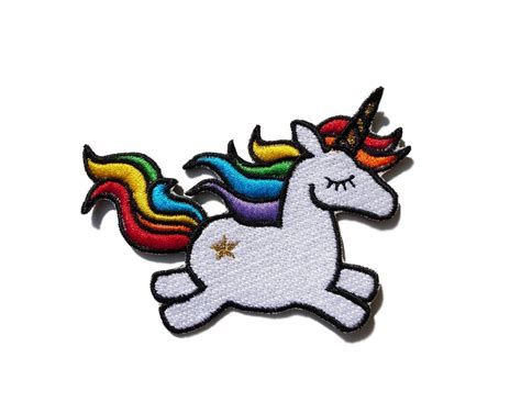 rainbow unicorn sew on patch naszywka embroidered patch etsy