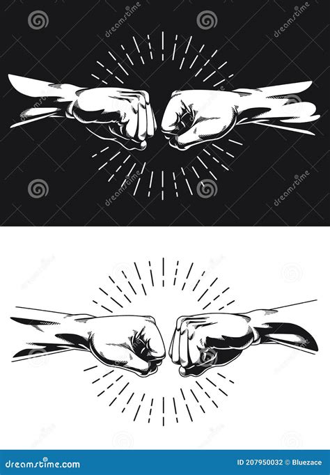 Silhouette Bro Fist Bump Handshake Knuckle Vector Illustration