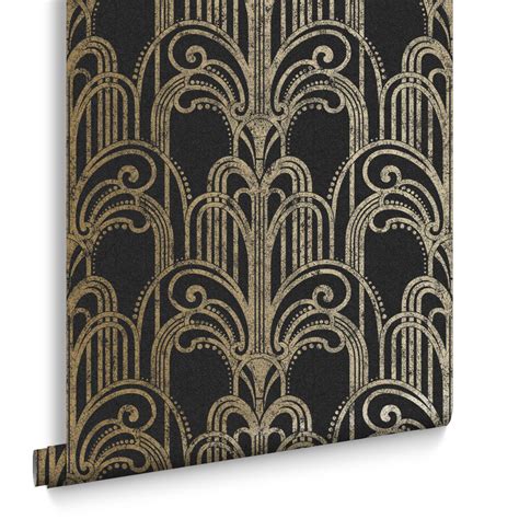 Art Deco Wallpaper In Black And Gold From The Exclusives Collection By
