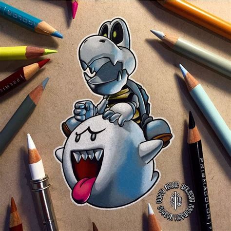Dry Bones And Boo Drawing By Coreymayne Instagram Mario Super Mario