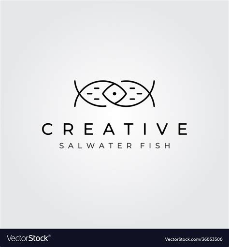 Abstract Fish Logo Minimalist Line Art Symbol Vector Image