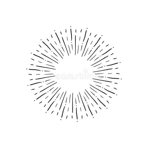 Sun Rays Hand Drawn Linear Drawing Stock Vector Illustration Of