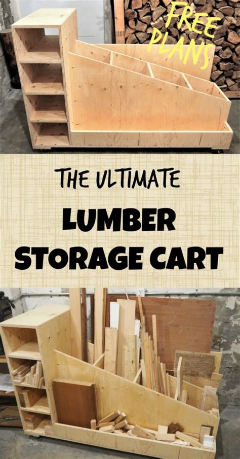 The design of this overhead lumber rack from popular woodworking is quite intuitive where the long boards are stored parallel with the rack while the short boards are stored perpendicular. The Ultimate Lumber Storage Cart | FREE PLANS | DIY Montreal