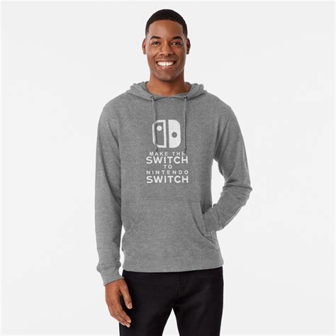 Make The Switch Nintendo Switch White Text Lightweight Hoodie By