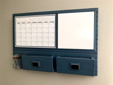 Wall Organizer With Calendar Whiteboard Mail Sorter And Key Etsy In