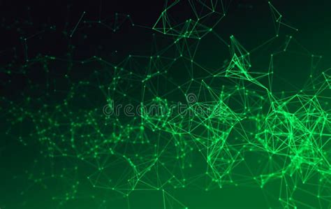 Digital Data And Green Network Connection Triangle Lines Stock