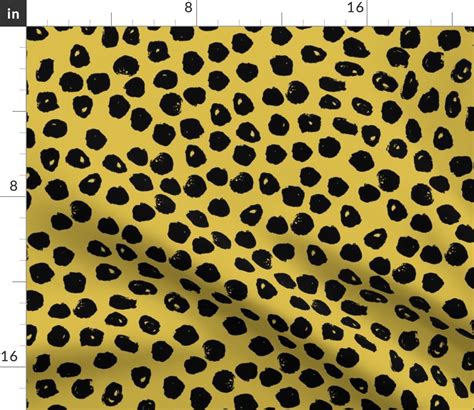 Spoonflower Fabric Black Yellow Dots Cheetah Spots Spot Leopard Print