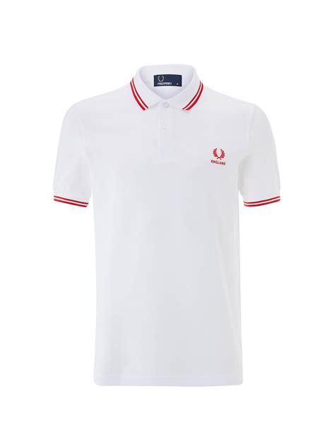 Fred Perry Twin Tipped England Country Polo Shirt White At John Lewis And Partners