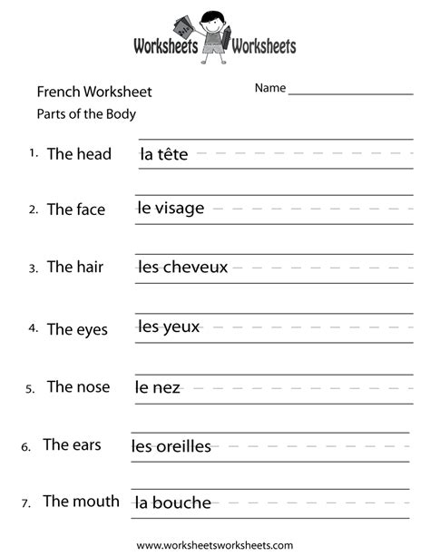 Some of the worksheets for this concept are parts of the body work, body parts work 1, grade 1 sample lesson plan unit 1 my body, vocabulary body parts, unit 1 the human body, look read and choose the correct a b or c, lesson. French Body Parts Worksheet - Free Printable Educational ...