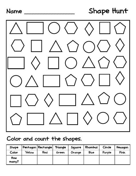 Identifying Shapes Worksheet For Kindergarten