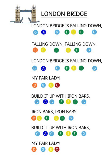 London Bridge Is Falling Down Easy Piano Music Sheet For Toddlers