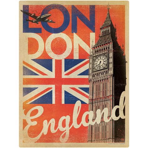 London England Flag Big Ben Decal London Poster Vintage Travel