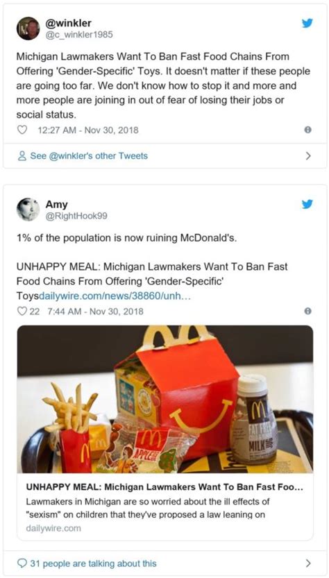 michigan lawmakers urge fast food chains to stop offering ‘gender classified toys dr rich swier