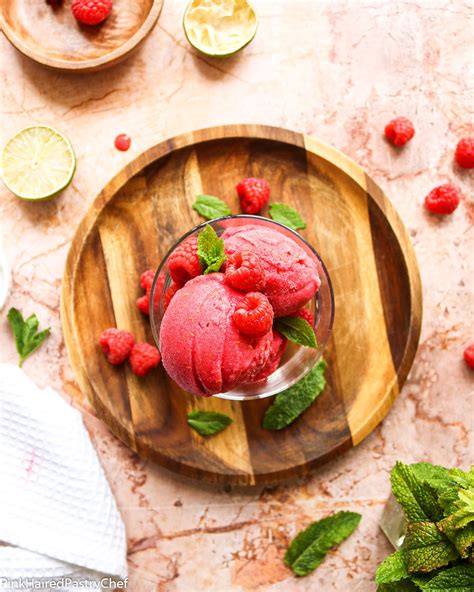 No Churn Raspberry Lime Sorbet Recipe Pink Haired Pastry Chef