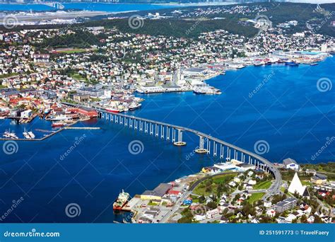 Norway Bridge And Panorama Of Tromso Beyond The Arctic Circle In
