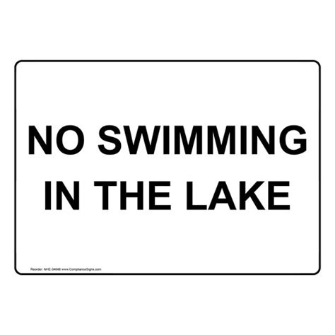 Recreation Policies Regulations Sign No Swimming In The Lake