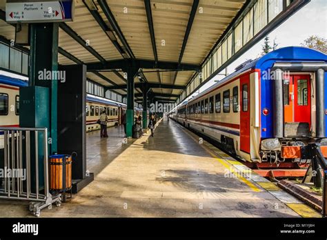 Interior Of The Haydarpasa Railway Station In Istanbul With Two Trains