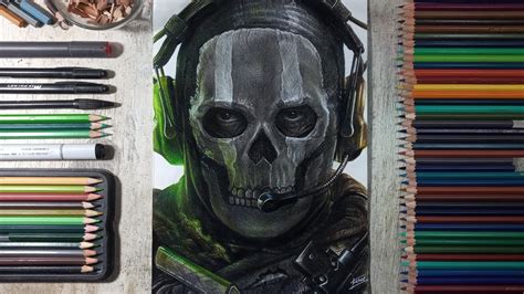 Drawing Ghost Call Of Duty Modern Warfare Ii Fame Art Youtube