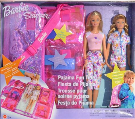 2003 pajama fun tote barbie and skipper toy sisters