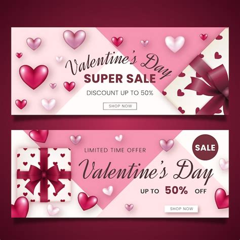 Free Vector Valentines Day Limited Offer Banners