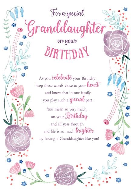 printable granddaughter birthday card