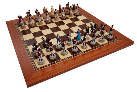 Large Colonial Revolutionary War Chess Set Plastic Pcs 18 Wood Board