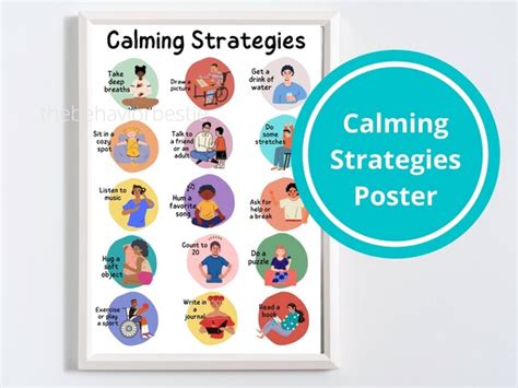 Calming Strategies Poster Coping Techniques Self Soothing Etsy