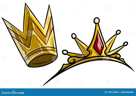 Cartoon Golden Royal Queen Crown Vector Stock Vector Illustration Of