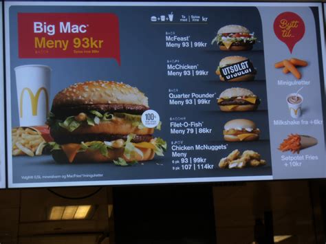 Yes, you read that right: The price of a Big Mac in Norway($11.69), placing it neck ...