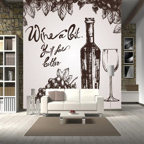 Photo Wallpaper Hand Painted Red Wine Winery Wallpaper Sketch Mural