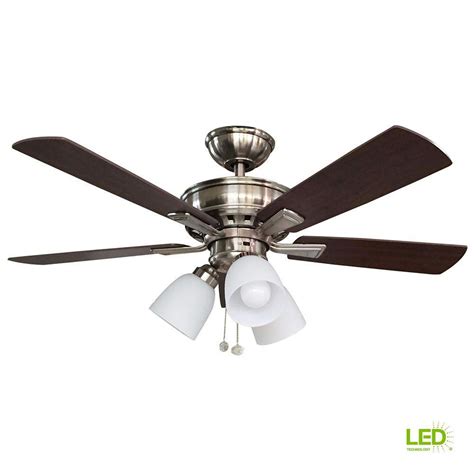 In general ceiling fans have 3 to 5 blades. Hampton Bay Vaurgas 44 in. LED Indoor Brushed Nickel ...