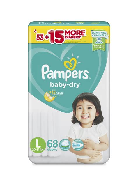 Pampers Baby Dry Taped Large 68s X 1 Pack 68 Pcs Edamama