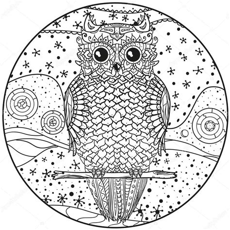 The symbol of an ancient and sacred ritual. Mandala med Uggla — Stock Vektor © MikaBesfamilnaya #156469642