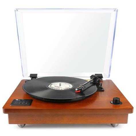 1 By One Classic Wooden Turntable 3 Speed Usb Mp3 Function 35mm Aux