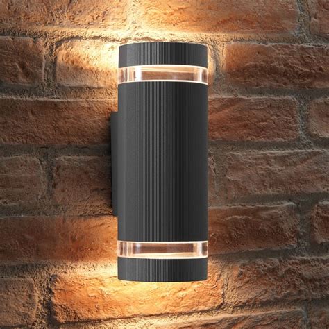 Auraglow Outdoor Double Up And Down Wall Light Elton Silver Up Down