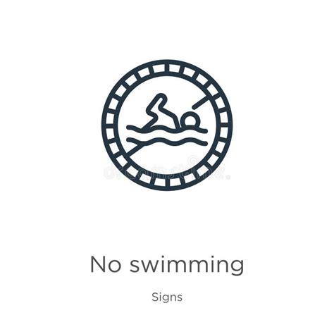 No Swimming Icon Thin Linear No Swimming Outline Icon Isolated On