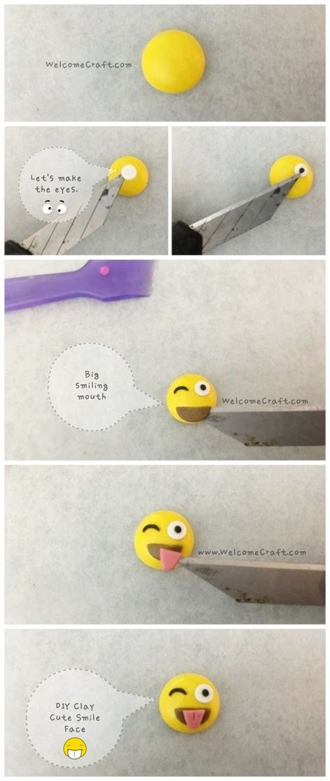 Bake the clay for about one hour at 300 degrees fahrenheit. How to make Clay Emoji Smile Face DIY step by step ...