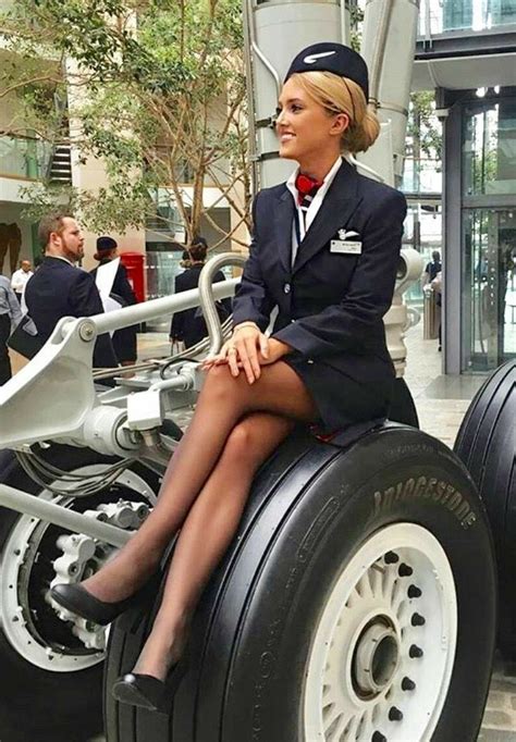 British Airways Cabin Crew Mädchen In Uniform Tight Pencil Skirt