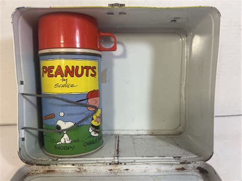 Vintage 1959 Peanuts Charlie Brown Snoopy Metal Lunchbox With Original