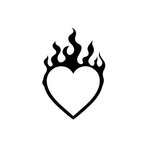 Flaming Heart Love On Fire Symbol Logo On White Background Tribal