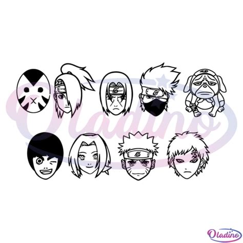Naruto And Friend Face Svg Silhouette Anime Svg
